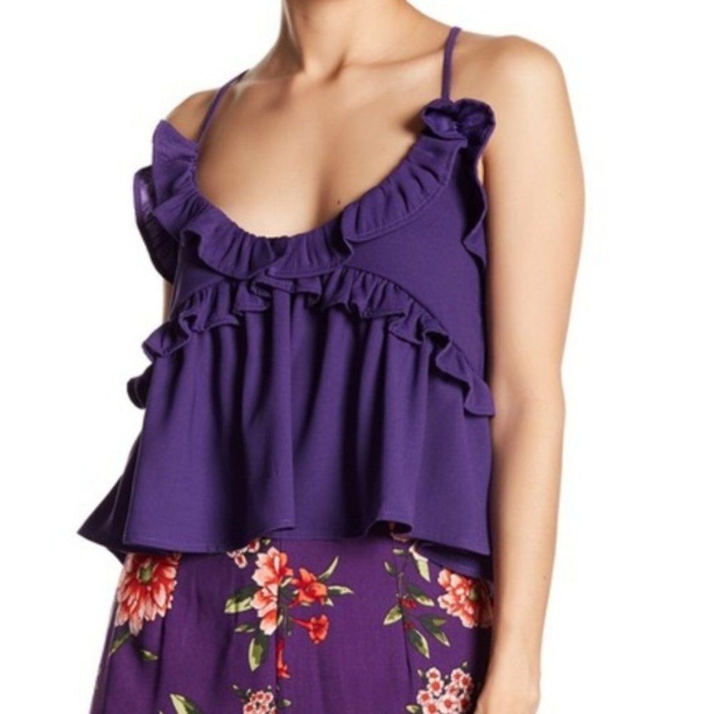 Romeo & Juliet Couture puprple  Ruffled Babydoll Tank size M
